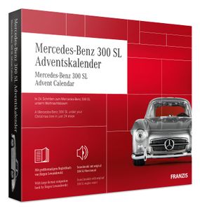 Franzis 67129 Adventskalender Mercedes-Benz 300 SL Metall Modellbausatz 1:43 inkl. Soundmodul und 52-seitigem Begleitbuch