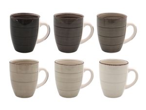 Porzellan Kaffeebecher braun - 6er Set - Kaffeetasse Kaffe Pott Mug Tasse Becher farbig