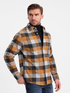 Ombre Clothing Flanellhemd für Männer Galaeron Gelb Schwarz XXL