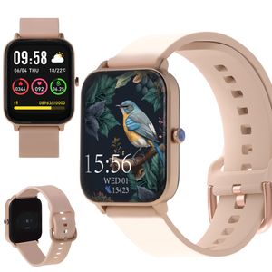 Smartwatch, Smart Watch Damen Herren, 1.7" 240x280 px Fitness Tracker Uhren für Android IOS, IP68 Wasserdicht Pulsmesser Schrittzähler Rosagold