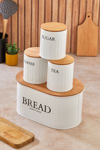 Hermia Concept, M0265 - 4LU/BEYAZ, Aufbewahrungsbox-Set (4-teilig), Weiß, 100 % METALL, 30 x 19 x 15 cm