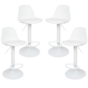 4er Set Barhocker mit Lehne Barstuhl Kunstleder Höhenverstellbar Weiß