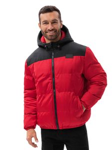 Ombre Clothing Pánská zimní prošívaná bunda Ryjel červená L