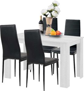 Modernes Esszimmer-Set Küche Tisch Und 4 Stühle Viki Weiß / Schwarz