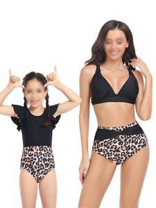 Damen Mädchen Zweiteilige Strand Bikini Set Crossover Bustier High Waist Bademode Eleganter Schwarz,Größe M