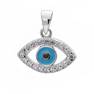 Kettenanhänger Böser Blick 15x10mm 925 Silber evil eye Anhänger mit Blauem Achat