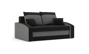 Sofa HEWLET 150 x 90 mit Schlaffunktion - Schlafsofa mit Bettkasten - Farben zur Auswahl - STOFF HAITI 17 + HAITI 14 Schwarz&Grau
