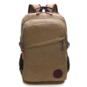 Grosse Kapazität Frau Herren Canvas Laptop Rucksack Schulrucksack Studenten Rucksack Jungen Teenager Arbeitsrucksack für Alltag Business, khaki