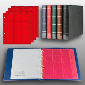 Prophila Collection Münz-Album mit 4 Hüllen (rote Zwischenblätter) für 110 Münzen