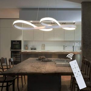 ZMH LED Pendelleuchte Esstisch Hängelampe Dimmbar,  Hängeleuchte Weiß 47W Wohnzimmerlampe  mit Fernbedienung für Esszimmer Arbeitszimmer Küche Büro