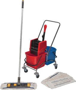 Čistiaci vozík sada vedro 2x17l lis/rukoväť/držiak/4 mopy STA