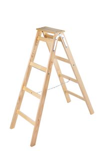 Leiter 2x4 Sprossen Holzleiter + Plattform