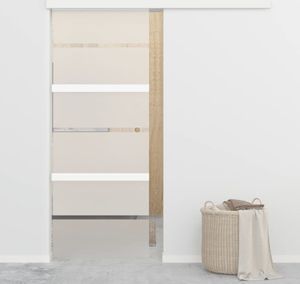 vidaXL Drzwi przesuwne ESG szkło i aluminium 76x212 cm srebrne