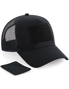 Beechfield B641 | Patch Snapback Trucker Cap, Snapback-Größeneinsteller - Farbe: Black - Größe: One Size