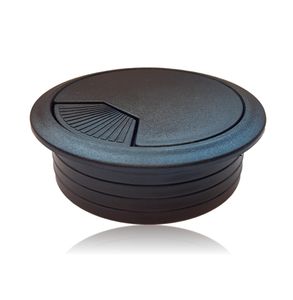 1 x Kabeldurchführung Schreibtisch 80mm - Farbe [schwarz] - Kabeldurchlass mit Staubdichtung für diverse Büro Schreibtische & Arbeitsplatten | runde Kabeldose aus ABS Kunststoff |  Kabelauslass