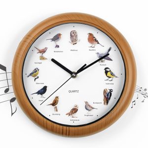 Wanduhr Küchenuhr Uhr Analog Vogelstimmen - 12 Singvogelstimmen - 25 cm