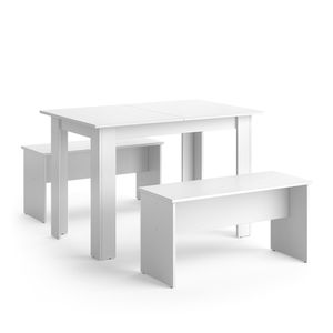 Vicco Dining table set Sentio, 110 x 70 cm with 2 benches, White