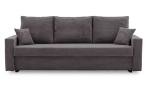 Couch AIKIDO 223x90 - mit schlaffunktion - Farben zur Auswahl - modernen Couch - mit Bettkasten - Moderner Cordstoff - Stoff POSO 022 Dunkelgrau