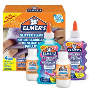 Elmer’s Glitzer-Slime-Set | mit Glitzerkleber in Violett & Blau + 2 Flaschen magischer Schleim-Aktivator-Lösung | 4-teiliges Kit