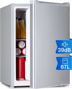 Klarstein Mini Kühlschrank, Retro Mini-Kühlschrank mit Gefrierfach, 67 Liter Getränkekühlschrank Klein & Kompakt, Kleiner Kühlschrank mit Herausnehmbaren Ablagen, Indoor/Outdoor Kühlschrank Leise