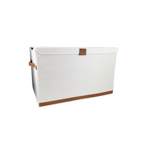 Leinen-Aufbewahrungsbox Madelyn Deckel Holz 62x38x39 cm