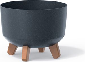 Gracia Standard Eco Wood Blumentopf mit abnehmbaren Beinen inkl. Einsatz für Innen- und Außenbereich Pflanzgefäß Rund Kunststoff UV-beständig 238mm Eco Anthrazit