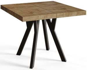 Čtvercový jídelní stůl RICO, rozkládací stůl, velikost: 90-190X90X77 cm, barva stolu v obývacím pokoji: LEFAKS, s dřevěnými nohami v černé barvě