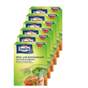 Toppits Obst- und Gemüse-Beutel 7x3Liter Hält biszu 3x länger frisch  (6er Pack