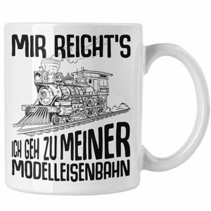 Trendation - Mir Reichts Ich Geh Zu Meiner Modelleisenbahn Tasse Geschenk Eisenbahner Lokführer Spruch Lokomotive Geschenkidee Eisenbahn (Weiß)