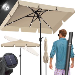 KESSER® Sonnenschirm Balkonschirm LED Solar mit Kurbel Inkl. 2in1 Schutzhülle Transporttasche, Gartenschirm, Schirm für Balkon Garten & Terrasse verstellbar knickbar KESSER® Sonnenschirm Balkonschirm LED Solar mit Kurbel Inkl. 2in1 Schutzhülle Transporttasche, Gartenschirm, Schirm für Balkon Garten & Terrasse verstellbar knickbar