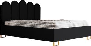 Schlafzimmer-Polsterbett MALAGA, Gepolstertem Kopfteil, Hochwertiger KRONOS Polsterstoff, Bettkasten mit Gasdruckfeder, Komfortable Betthöhe 39 cm, 160x200 cm Schwarz
