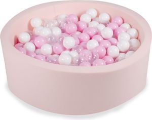 Dětský bazén s kuličkami Angelove - 90X30 cm světle růžový - s 200 kuličkami o průměru 7 cm: Bílá/Pastelově růžová/Transparentní