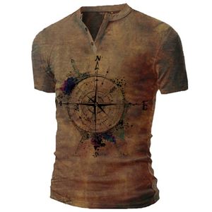 Herren T-Shirts Tops Sommershirt Kurzarm Vintage Casual Slim Fit T-Shirt Bequeme Tee Khaki,Größe 3XL