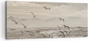 Bild auf Leinwand - Leinwandbild - Einteilig - Möwen Küste Boho - 120x50cm - Wand Bild - Wanddeko - Wandbilder - Leinwanddruck - Bilder - Wanddekoration - Leinwand bilder - Wandbild - AB120x50-4723