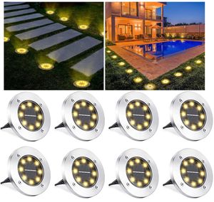 Speed 8 x LED Solarlampe Bodeneinbaustrahler Solar Bodenleuchte Bodenlampe Außen 8Leds,Warmweiß