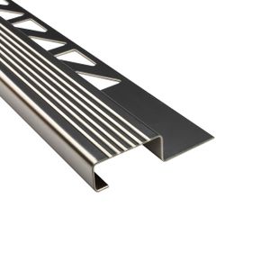 Edelstahl Stufenprofil Fliesenleiste Profil Treppen Schiene 2,5m H10mm glänzend