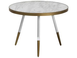 BELIANI Couchtisch Weiß mit Gold Metallgestell Marmor Optik Rund Elegant Modern