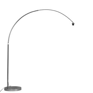 QAZQA - Moderne Bogenlampe chrom verstellbar ohne Schirm I Wohnzimmer - Stahl Rund - LED geeignet E27