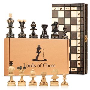 Šachová sada dřevěná šachovnice ručně vyrobená s šachovými figurkami pro děti šachy šachy skládací starožitné 35x35CM