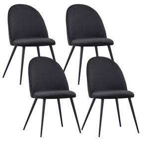 Albatros Esszimmerstühle mit Samt-Bezug 4er Set CAPO, Schwarz - Stilvolles Vintage Design, Eleganter Polsterstuhl am Esstisch - Küchenstuhl oder Stuhl Esszimmer mit hoher Belastbarkeit