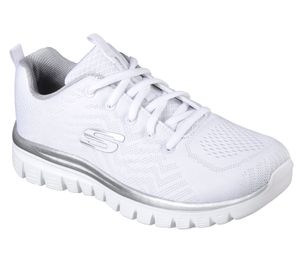 SKECHERS 12615/WSL Graceful-Get Connected Damen Sneaker Sportschuhe Turnschuhe weiß/silber, Größe:40, Farbe:Weiß
