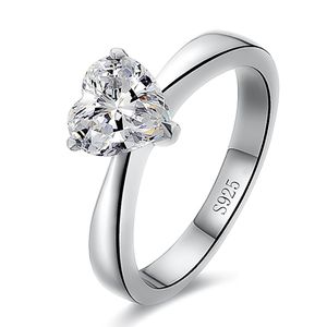 Verlobungsring Stein Herz-Form Damen-Ring Solitär-Ring 925 Sterling Silber Autiga® silber 57 - Ø 18,05 mm