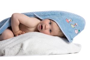 Baby-Kapuzenbadetuch, Baumwolle, 100x100 cm, blau