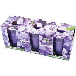 Duftkerzen Classic 3er Pack im Glas, lange Brenndauer und angenehmer Duft ( Lavendel )