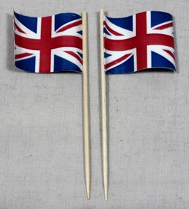 Party-Picker Flagge Grossbritannien Papierfähnchen in Spitzenqualität 25 Stück Beutel