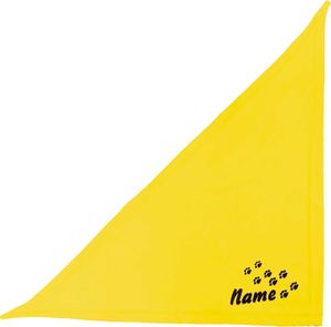 Schecker Besticktes Hundehalstuch Gelb 65 cm Bandana Pfotenspur + Hundename