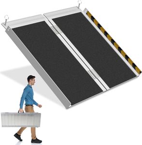 Jopassy Rollstuhlrampe Rollirampe Auffahrschiene Klappbar Auffahrrampe Alu rutschfeste Oberfläche 61cm bis 270kg