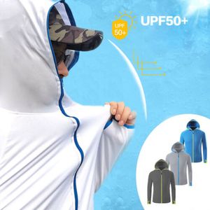 Herren Sonnenschutz Hoodie UV 50+ Anti-UV Kapuzenpullover Fishing T-Shirts 3XL Weiß