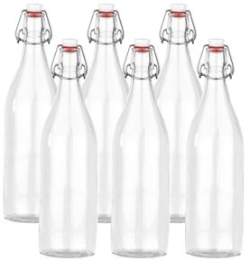 6er Set Bügelflaschen Glasflaschen 1 Liter mit Bügel-Verschluss