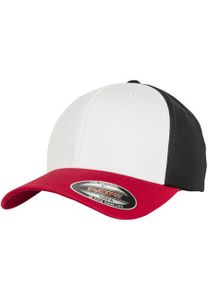 3-Tone Flexfit Cap - Farbe: Red/White/Black - Größe: S/M